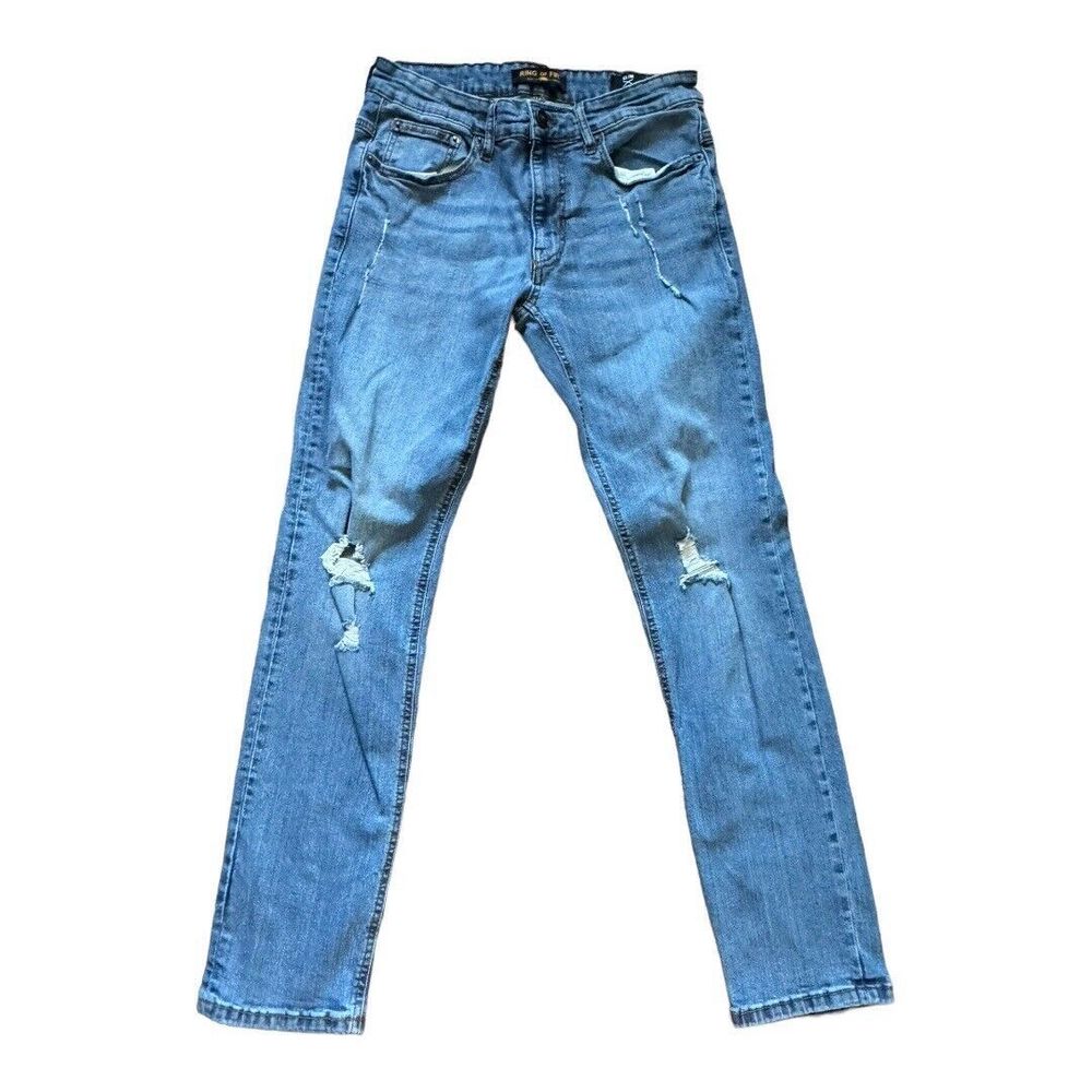 Ring Of Fire Jeans Mens‎ W31x30L Blue Distressed Slim Medium Wash Denim Stretch